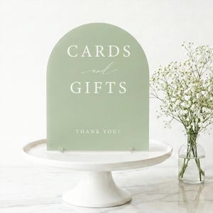Arched acrylic cards and gifts sign for wedding reception signage