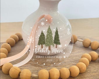 Baby&#39;s First Christmas Ornament, Acrylic Baby Gift, Baby Shower Gift, Baby&#39;s First Christmas 2025, Newborn Ornament Gifts, Keepsake