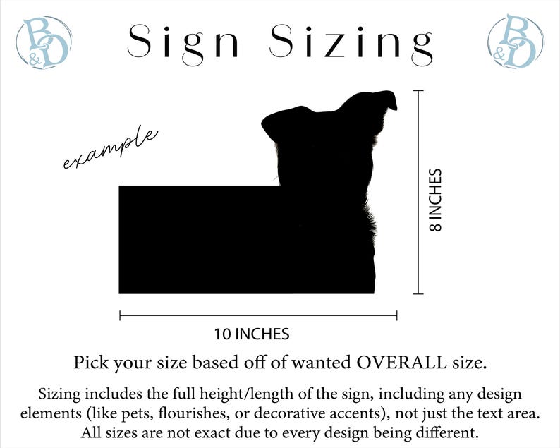 Sizing for wedding sign decorations