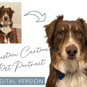 Cartoon Pet Portrait, Custom Pet Portrait, Cartoon Portrait from Photo, Cartoon Dog Portrait, Cartoon Cat, Head and Neck, Digital Download