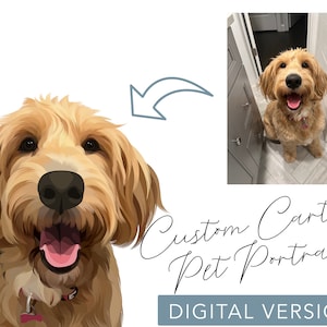Cartoon Pet Portrait, Custom Pet Portrait, Cartoon Portrait from Photo, Cartoon Dog Portrait, Cartoon Cat, Head and Neck, Digital Download