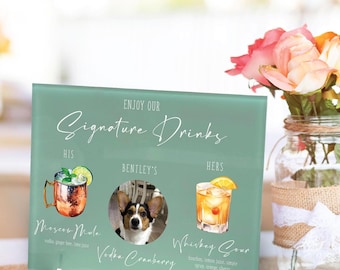Signature Drink Wedding Sign, Signature Cocktail Wedding Bar Sign, Signature Drinks Wedding Table Bar Menu Signs, Wedding Shower Signage