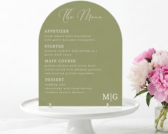 Acrylic Wedding Menu Sign, Modern Reception Decor