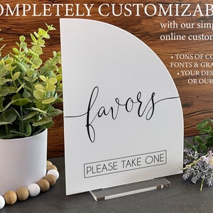 Wedding Favors Custom Acrylic Sign, Wedding Table Favors Signs, Modern Minimalist Rustic Wedding Shower Sign Signage, A30 03
