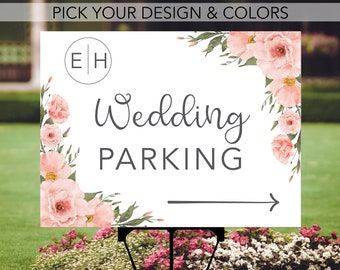Wedding Parking Directional Sign, Wedding Parking Directions, Wedding Arrow Sign, Direction Sign, Road Sign, Event Sign, Welcome Sign
