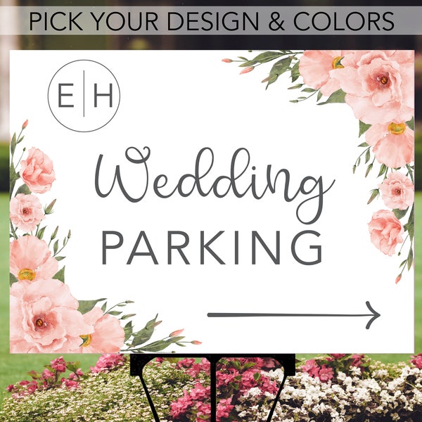 Wedding Parking Directional Sign, Wedding Parking Directions, Wedding Arrow Sign, Direction Sign, Road Sign, Event Sign, Welcome Sign 2