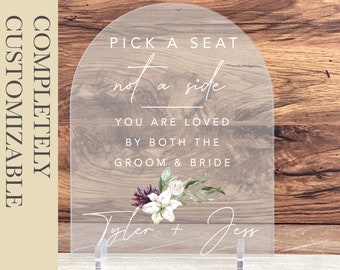 Open Seating Custom Wedding Sign, Wedding Welcome Table Signs, Pick a Seat, Modern Minimalist Rustic Wedding Shower Sign Signage, A16 07