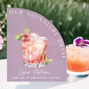 Wedding Signature Drink Sign, Acrylic Wedding Bar Sign, Signature Drinks Bar Menu Sign, Bridal Shower Sign, Custom Wedding Table Sign