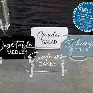 Wedding Food Signs Buffet Name, Bundle, Acrylic Wedding Food Tent Alternative, Modern Minimalist Rustic Wedding Shower Sign Signage, A80 FN6