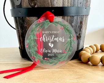 Baby&#39;s First Christmas Ornament, Acrylic Baby Gift, Baby Shower Gift, Baby&#39;s First Christmas 2025, Newborn Ornament Gifts, Ornament Keepsake