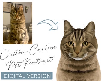 Cartoon Pet Portrait, Custom Pet Portrait, Cartoon Portrait from Photo, Cartoon Dog Portrait, Cartoon Cat, Head and Neck, Digital Download