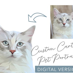 Cartoon Pet Portrait, Custom Pet Portrait, Cartoon Portrait from Photo, Cartoon Dog Portrait, Cartoon Cat, Head and Neck, Digital Download