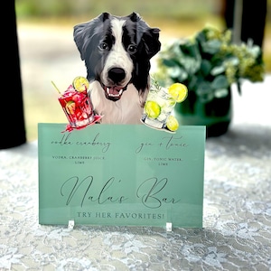 Custom Pet Portrait Signature Drink Sign, Cartoon Cutout Portrait Wedding Bar Menu Sign, Dog Cat Wedding Signature Drinks Menu Sign, Shower