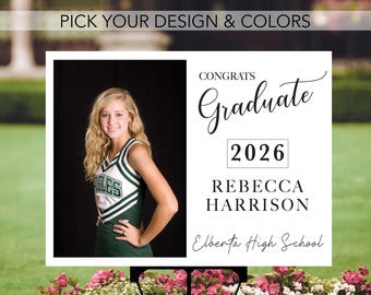 Class of 2026 Graduation Yard Sign: Photo Option, Waterproof