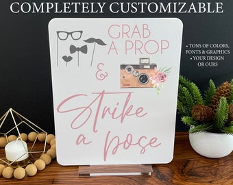 Photo Booth Custom Acrylic Wedding Sign, Wedding Photobooth Table Signs, Modern Minimalist Rustic Wedding Shower Sign Signage, A40 10