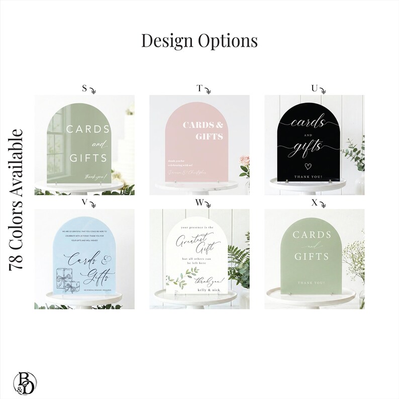 design styles for arched acrylic wedding sign