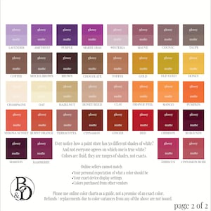 color chart for wedding menu table sign
