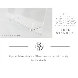 Stand choices for wedding food sign