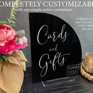 Cards and Gifts Custom Acrylic Wedding Sign, Wedding Table Card and Gift Signs, Modern Minimalist Rustic Wedding Shower Sign Signage, A30 01