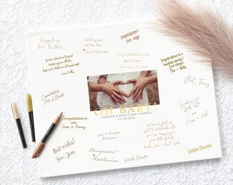 Personalized Canvas Baby Shower Guest Book Alternative, Signable Keepsake