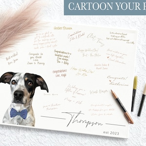 Custom Pet Portrait Canvas Wedding Guest Book Alternatives, Wedding Guestbook Alternative, Signable Wedding Guest Book Sign 5