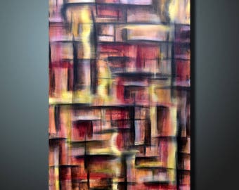 Original Painting Red Wall Art Abstract painting Home Decor Modern Art Canvas Artwork Hand Made Abstract Acrylic Painting 36 x 24