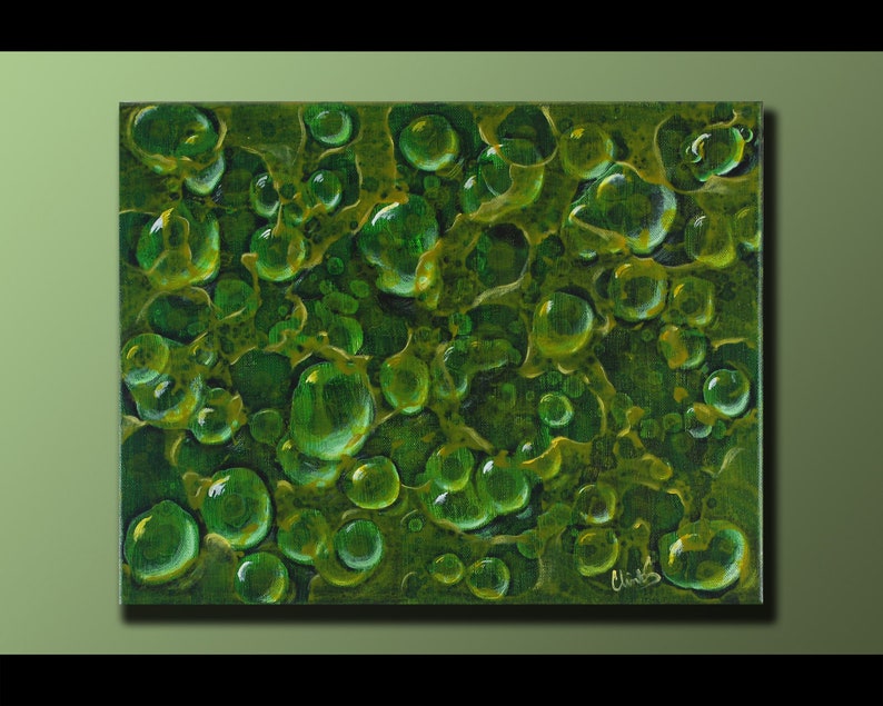 Original Painting Green Wall Art Abstract Painting Home Decor Modern