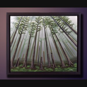 Original Landscape Painting Foggy Tree Wall Art Landscape Home Decor Green Tree Landscape Canvas Artwork Hand Made Original Painting 20 x 24