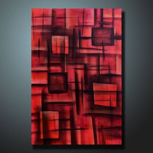 Original Abstract Painting Red Wall Art Abstract painting Home Decor Modern Art Canvas Artwork Hand Made Geometric Abstract Painting