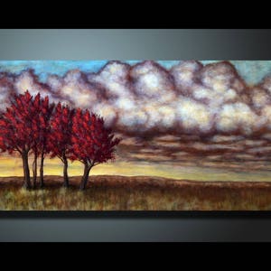 Original Landscape Painting Tree Wall Art Landscape painting Home Decor Modern Art Canvas Artwork Hand Made Acrylic Painting 18 x 36