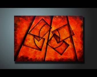 Original Abstract Painting Red Wall Art Abstract painting Home Decor Modern Art Canvas Artwork Hand Made Abstract Acrylic Painting 24 x 36