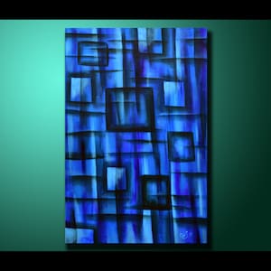 Original Abstract Painting Blue Wall Art Abstract painting Home Decor Modern Art Canvas Artwork Hand Made Blue Geometric Abstract Painting