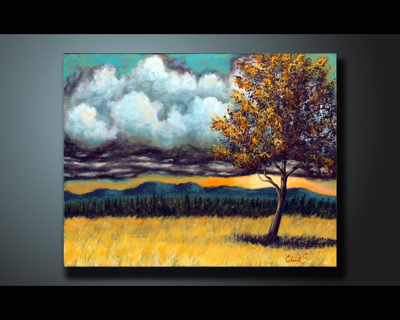 Original Landscape Painting Orange Tree Wall Art Tree Landscape Modern ...
