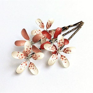 Hair clips with flowers blush pinks image 1