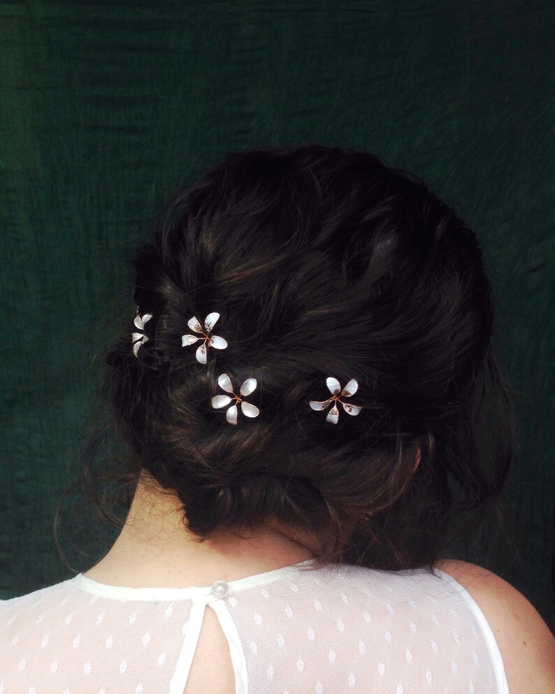 Hair clips with flowers blush pinks image 5