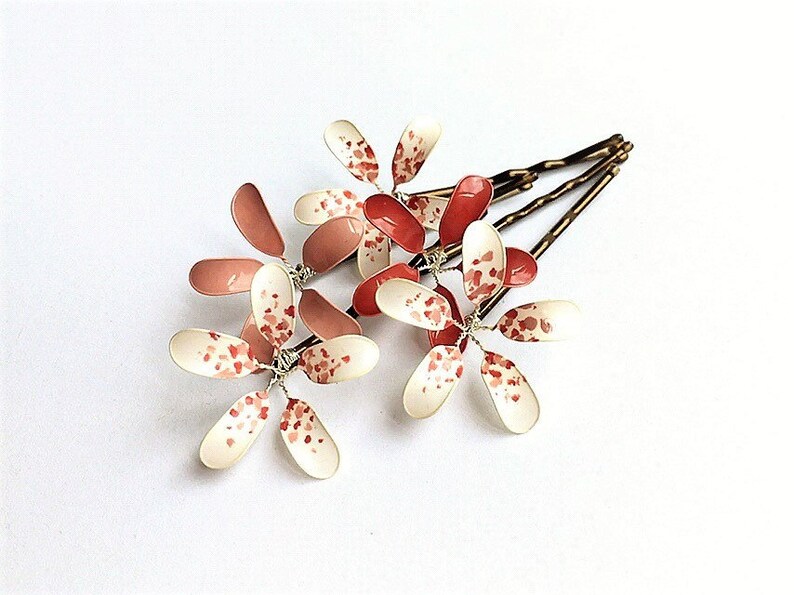 Hair clips with flowers blush pinks image 1