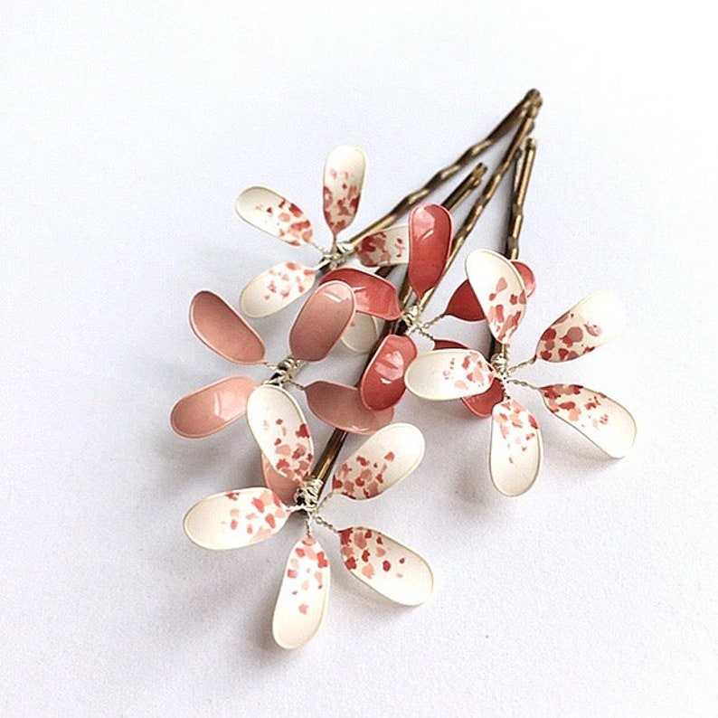 Hair clips with flowers blush pinks image 4