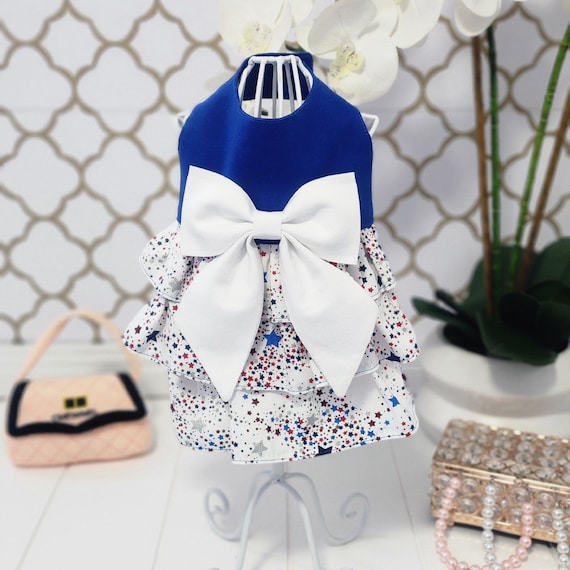 Star Spangled Chic Rosé – Elegant Ruffle Dog Dress for Stylish Summer Celebrations