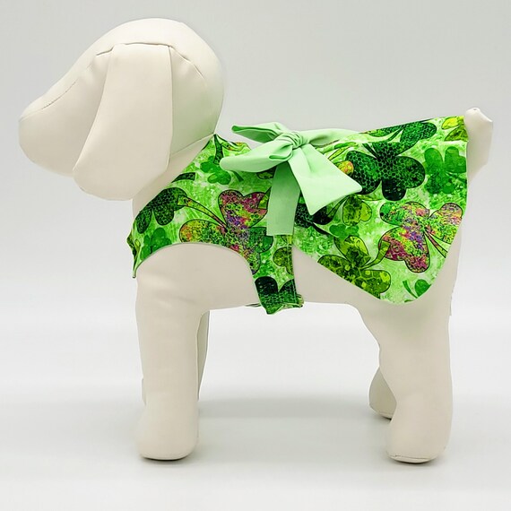 Dog Dress St Patrick's Day Pink & Green Clovers - Dog Clothes Pet Clothes