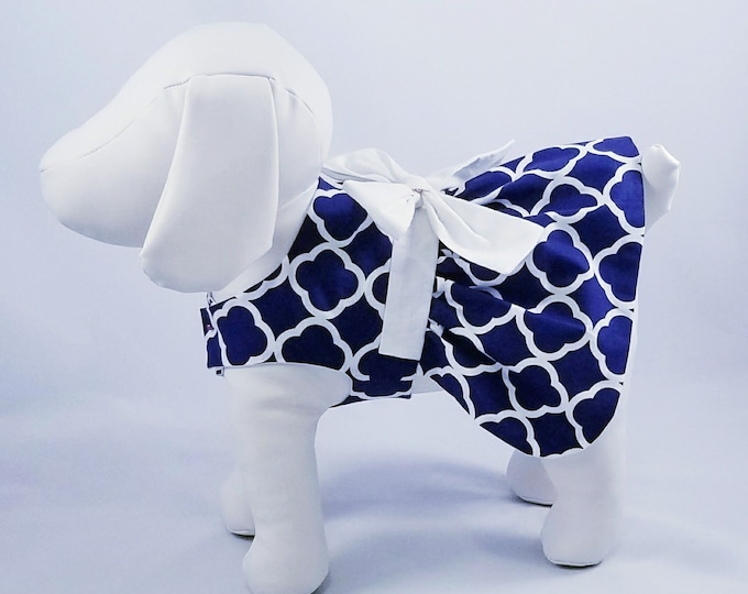 Featured listing image: White Quatrefoil on Navy Dog Dress