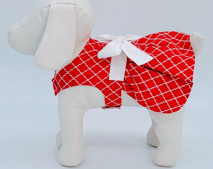 Featured listing image: Red with White Eaton Squares Dog Dress