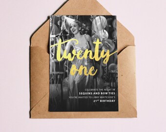 21 Birthday Invitation // twenty first // twenty one // Downloadable Design