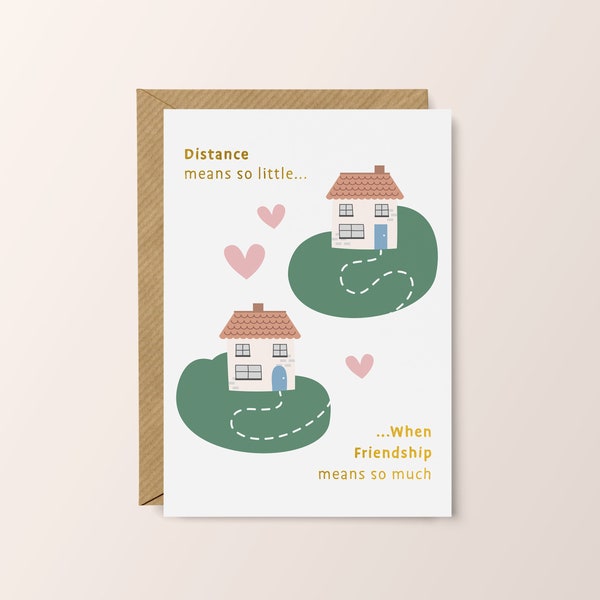 Long Distance Relationship 'Distance Means So Little When Friendship Means So Much' // Rose Gold Foiled // Greeting Card // Gift Card