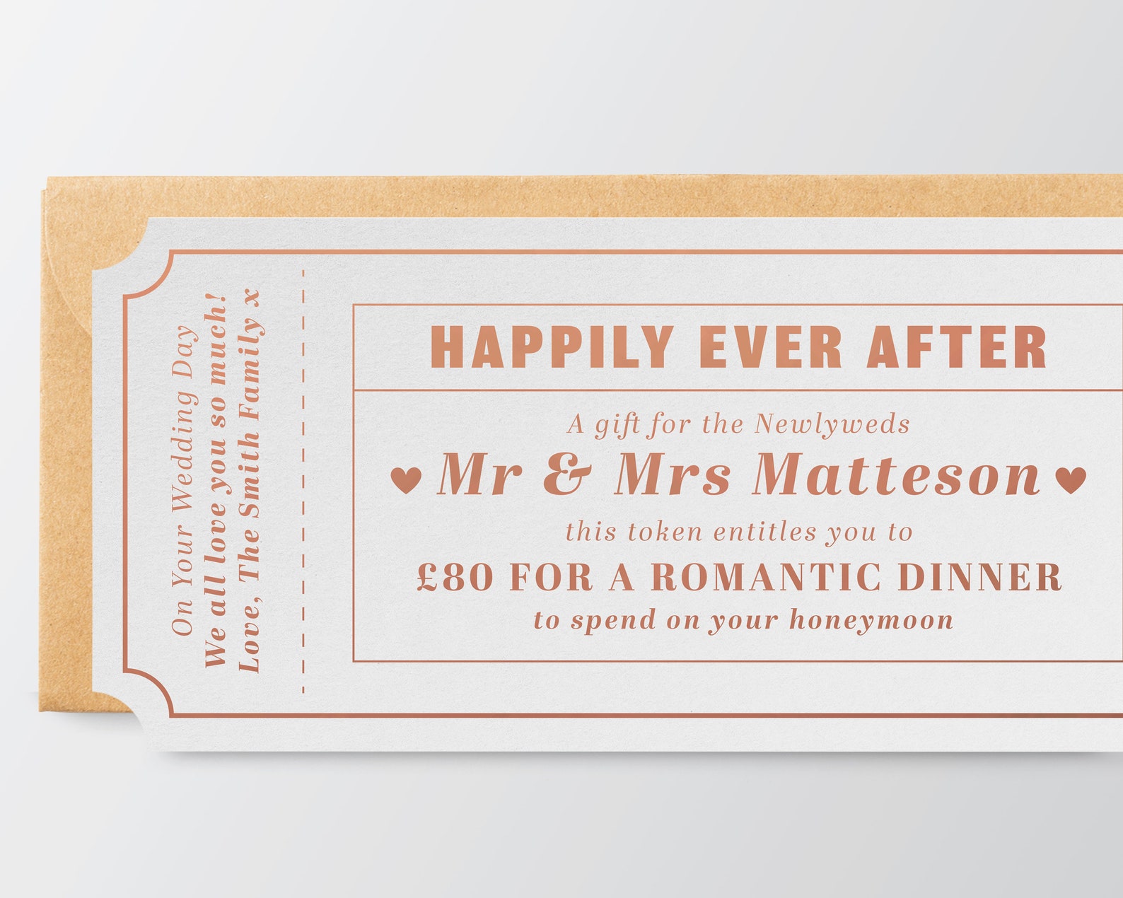 Wedding Gift Voucher Ticket // Any Text // Personalised Etsy