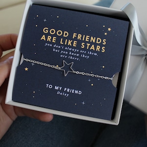 Good Friends are like Stars // Bracelet // Silver Star // Gift Card // Unique Friendship Gift // Personalised Quote