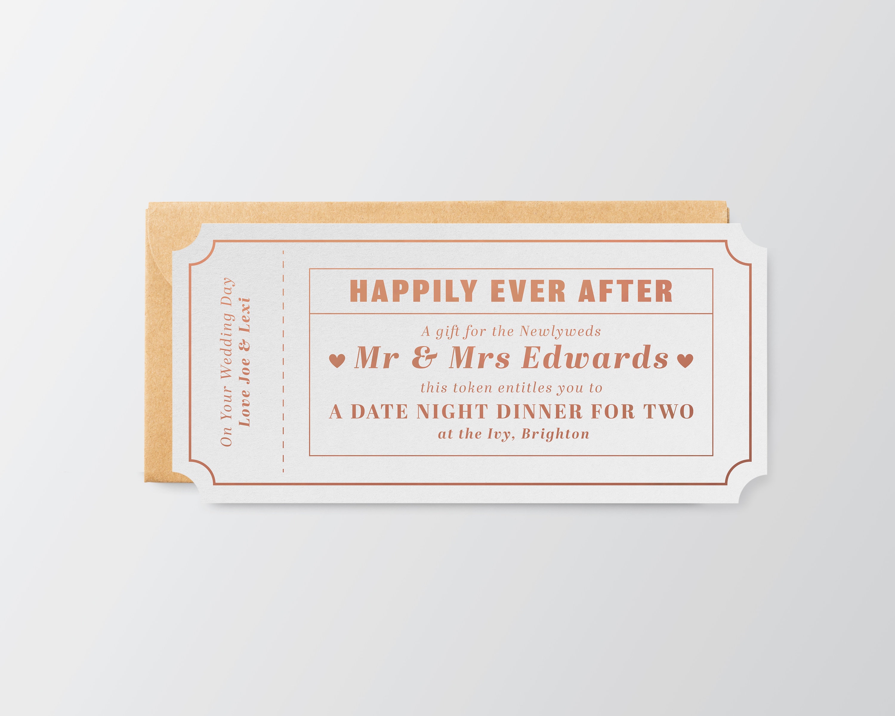 Wedding Gift Voucher Ticket // Any Text // Personalised Etsy