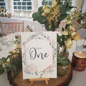 Greenery table number cards