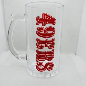 49ers Beer Cup, Niners Cup, Personalized gift for him, Husband Gift, Father’s Day gift, Sports Cup, Custom Beer Glass