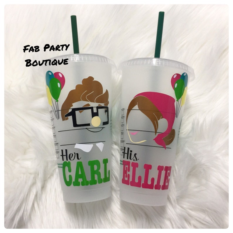 Disney Pixar Up Movie Carl Ellie Starbucks Venti Coffee Cups Etsy
