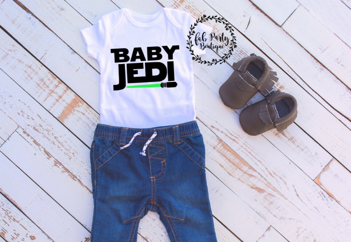 Baby Jedi Onesie Jedi Onesie Star Wars Onesie Funny Etsy